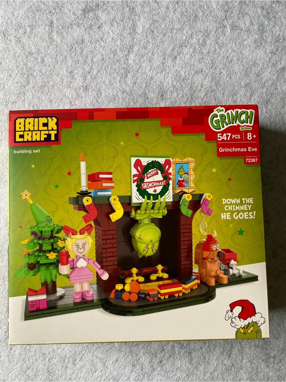 Grinchmas Eve Building Set - Green Holiday Fireplace Scene-